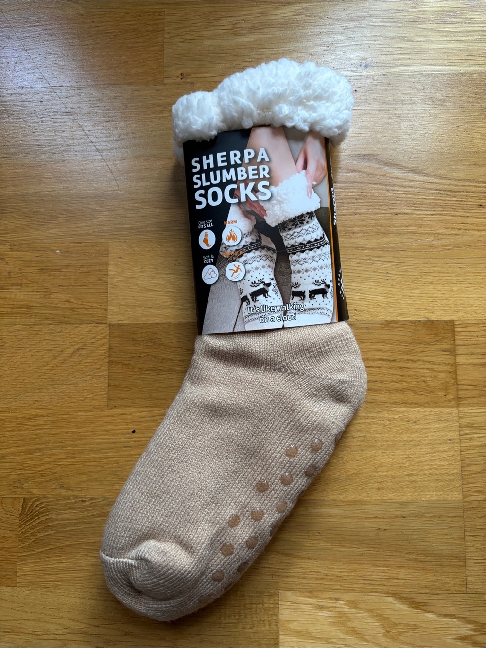 - Cozy Beige Sherpa-Lined Socks